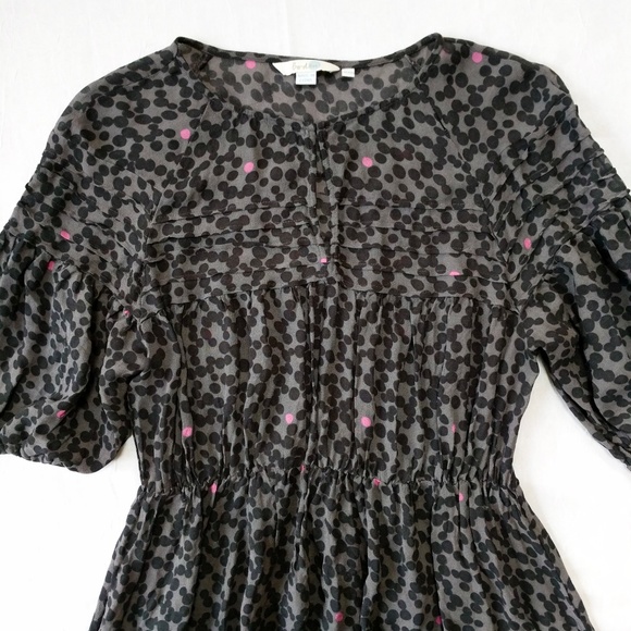 Boden Boho Gray Flowy Dots Print Fit Flare Dress 6 - Picture 2 of 8